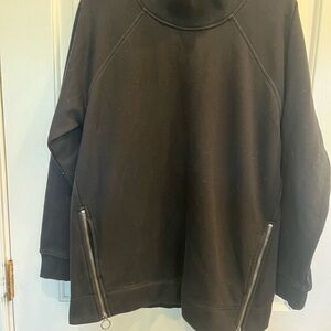 Black High-Neck Sweater with Zipper Pockets